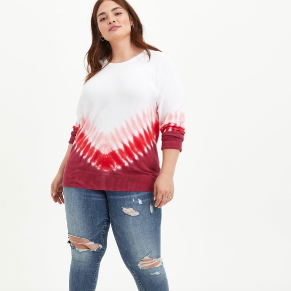 Torrid Slub Pullover Raglan Sweater in Tie Dye - Picture 1 of 11